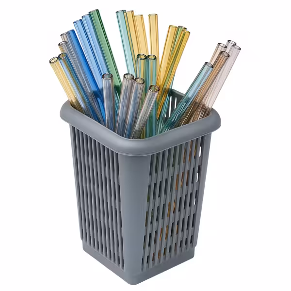 Cutlery Basket - 105x105x140mm - Grey - for up to 50 glass drinking straws