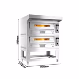 (2 uds) Horno de pizza a gas - 2 cámaras - piedra refractaria - 9+9x Ø33cm - 230V - Manual - hasta 370°C - incl. campana de acero inox & bastidor inferior - con iluminación