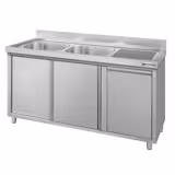 Spülschrank ECO - 1400x700mm - mit Abfallbehälter & 2 Becken links