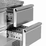 Pizza cooling table ECO - 1400x700mm - with 6 drawers 1/2 - incl. refrigerated top display case  with GN 1/4