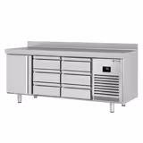 Table réfrigérée Premium PLUS - 1960 x 700 mm - avec 1 porte - 6 tiroirs - avec dosseret