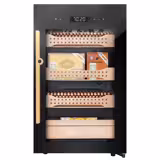 Sigarenkast humidor - 113 liter - voor maximaal 850 sigaren - met glazen deur & 4 lades - zwart