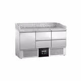 Mesa pizzera refrigerada PREMIUM - 1400x700mm - encimera de granito - con 1 puertas ciegas y 4 cajones