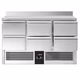 Koelwerkbank PREMIUM - 1365x700mm - 6 lades - met spatrand - digitale thermostaat - 368 liter