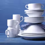 (24 buc) Budgetline Mammoet - Set cești cafea cu farfurioare - 200 ml - Alb - stivuibilă