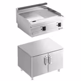 Fry Top elettrico - 7,1 kW - Liscio e scanalato - incl. sottostruttura con 2 porte