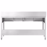 RVS spoeltafel PREMIUM - 1800x600mm - met onderblad - met 2 spoelbakken midden