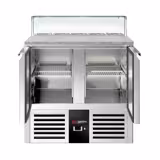 Saladette PREMIUM - 900mm - 2 porte - con vetrina in vetro dritto per 5x GN 1/6