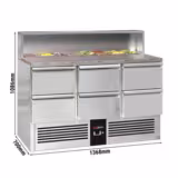Saladette PREMIUM - 1368mm - 6 gavetas - com fixação em aço inoxidável para 8x GN 1/6