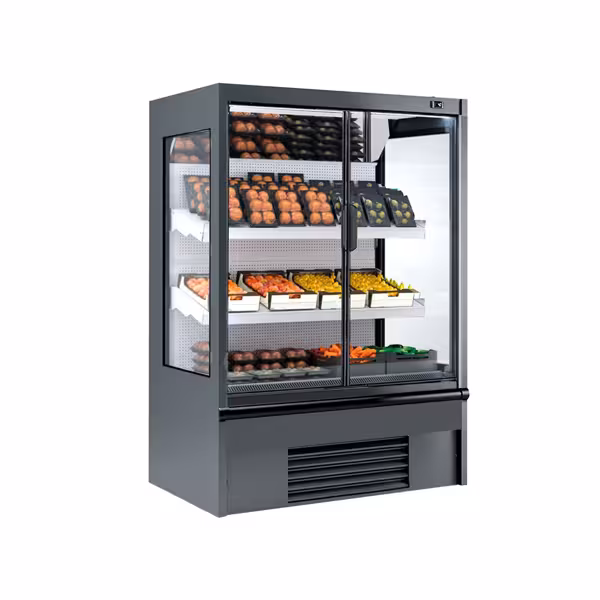 Murale Refrigerato Professionale - 1018mm - 528l - +4°/+6°C - con 1 porta a battente in vetrocamera & 4 ripiani - Antracite (RAL7016)