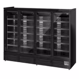 Vitrine murale réfrigérée - 2520mm - 1900L - 4 portes battantes vitrées & 5 étagères - Noir