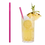 (50 uds) Pajitas de vidrio reutilizables - 230mm - ø8mm - rectas - Neon Pink - incl. 1 nylon cepillo de limpieza