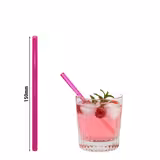 (50 Stück) Glastrinkhalme - 150mm - ø 8mm - Neon Pink - inkl. 1 Reinigungsbürste