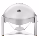 Chafing dish - Rotondo - con coperchio roll-top - in acciaio inox