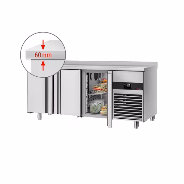 Balcão refrigerado PREMIUM - 1865x700mm - 474L - 3 portas - GN 1/1 - -2 a +8°C - com ressalto traseiro