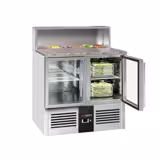 Saladette PREMIUM - 903mm - 2 Glastüren - mit Edelstahlaufsatz für 5x GN 1/6