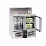 Saladette PREMIUM - 903mm - 2 Glastüren - mit Edelstahlaufsatz für 5x GN 1/6