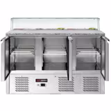 Saladette réfrigérée ECO - 1368mm - 368L - 3 portes - avec vitrine de comptoir pour 8x GN 1/6