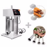 Električan punilica za kobasice & stroj za churro - 10 litara - 90 Watt - Nehrđajući čelik - Uklj. 4 nastavka za punilice kobasica -& 3 nastavka za churro