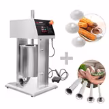 Poussoir à saucisses Électrique & Machine à churros - 10 Litres - 90 Watts - inox - incl. 4 Embouts à saucisses & 3 Embouts à churros