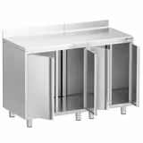 Commercial Coffee Machine Base Cabinet - 1400x600mm - with 4 Double Doors - with Rear Upstand