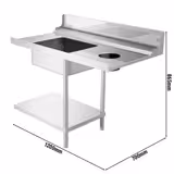 Aanvoertafel (vuile kant, vóór machine) - 1200mm - aanbouw rechts - met 1 spoelbak & afvalschacht - voor DS430 serie