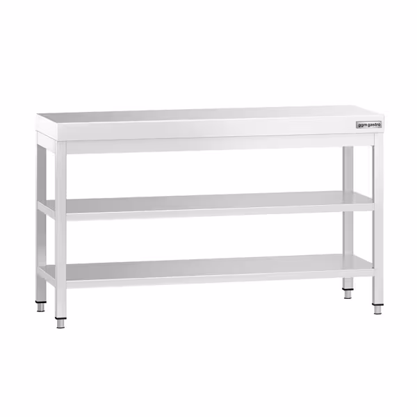 Radni stol od nehrđajućeg čelika PREMIUM - 1400x600 mm - Sa podnom pločom & međupločom