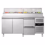 Mesa de preparação refrigerada PREMIUM - 1795x700mm - com 2 portas & 2 gavetas - para 8x GN 1/3