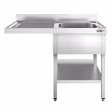 Plonge PREMIUM en acier inoxydable - 1400x600mm - 1 bac - bac à droite - avec espace lave-vaisselle - adossée/avec dosseret
