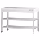 Nerezový pracovní stůl PREMIUM - 1000x600 mm - se spodní policí & s mezipolicí & s vyztuženou pracovní deskou