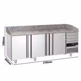 Pizzawerkbank PREMIUM - 2150x800mm - granieten werkblad - met 3 deuren & 3 laden