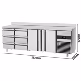 Commercial Counter Fridge PREMIUM - 2330x700mm - with 2 doors - 6 drawers - with upstand