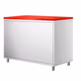Mesa armario inox PREMIUM - para carne cruda - 1000x700mm - con estante intermedio - incl. Tabla de corte Roja