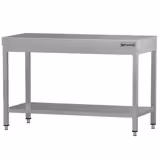 Mesa de trabalho em aço inoxidável ECO - 1200x700mm - com prateleira inferior & com travessas de reforço