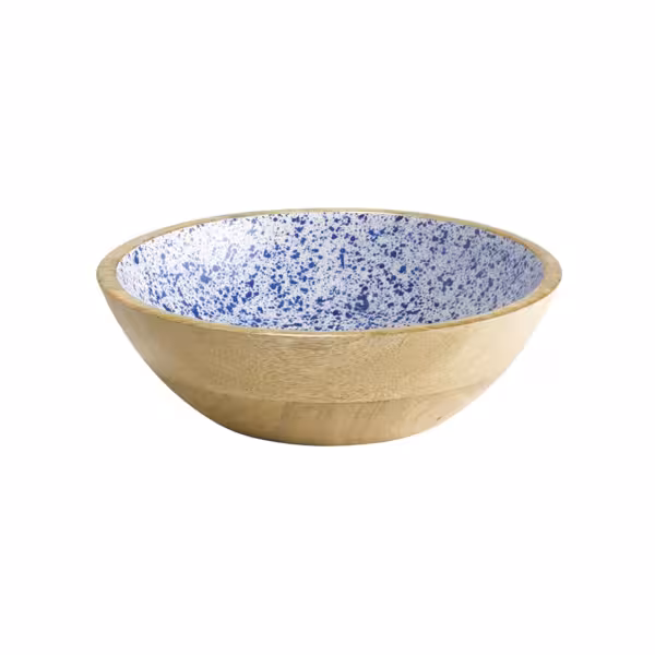 (6 Stück) Schale - MANGO - Holz - 1,1 Liter - Ø 240mm - Weiß-Blau