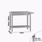 Mesa de trabalho em aço inoxidável ECO - 700x700mm - com prateleira inferior & com travessas de reforço