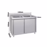 Szafka zlewozmywakowa ECO - stal nierdzewna AISI 304 - 1200x700mm - z 2 komorami środkowa