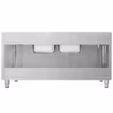 Fregadero industrial con mueble de acero inoxidable ECO - 1800x600mm - 2 senos - puertas correderas - con estante inferior - con peto trasero
