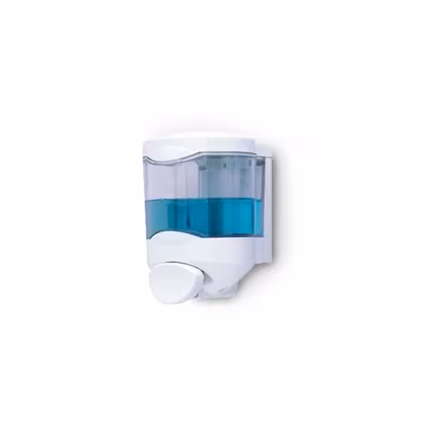 Zeepdispenser - met drukknop - 450 ml - kunststof/ABS - met wandmontage, navulbaar, afsluitbaar (sleutel meegeleverd), zichtvenster, lekvrij