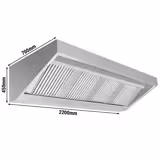 Cappa a parete Professionale Snack - 2200mm - Prof.700mm - con filtri a labirinto antigrasso e illuminazione