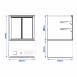 Koelvitrine & Gebaksvitrine - 810mm - Dubbele beglazing - met 2 planken