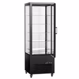 Panoramische vitrine - 440 liter - Dubbele beglazing - glazen deur achter - met 5 glazen planken - Zwart