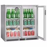 Barkühlschrank - 900mm - 220 Liter - mit 2 Glasflügeltüren - Grau