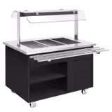 Carrinho de buffet quente DANZIG - 1300mm - para 3x GN 1/1 - com corre‑bandejas - Preto