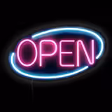 LED ışıklı tabela - OPEN - kısılabilir - mavi - pembe