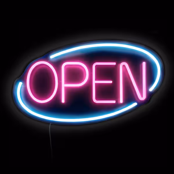 LED verlichtingsbord - OPEN - dimbaar - blauw - roze