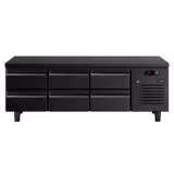 Under-counter refrigerated unit - 2000 mm - 288 litres - 6 x 1/1 GN drawers - Matt black