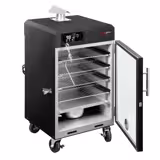 Fumoir électrique professionnel - Commande électronique - avec 4 grilles - 509x581mm - sur roulettes - Noir - fumage à chaud et à froid