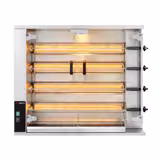 Commercial Gas Chicken Rotisserie Oven – 4-Spit 20-Chicken Capacity - 18.8 kW - Black - Glass Doors