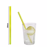 (50 pcs) Glass Drinking Straws - 200mm - ø 8mm - straight - Neon Yellow - incl. 1 Nylon cleaning brush